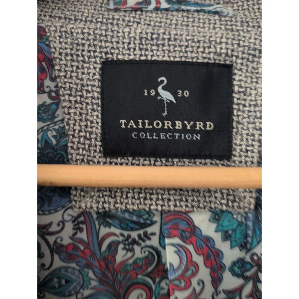TAILORBYRD Men's  White/Blue Linen Blend Preppy Sport Coat | 44 L  NWOT